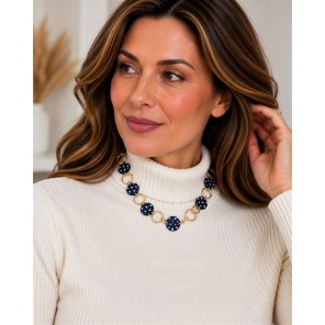 Sweet7 Ketting kort stippen 10123407 Donker blauw Sweet7 Ketting kort stippen 10123407 Donker blauw